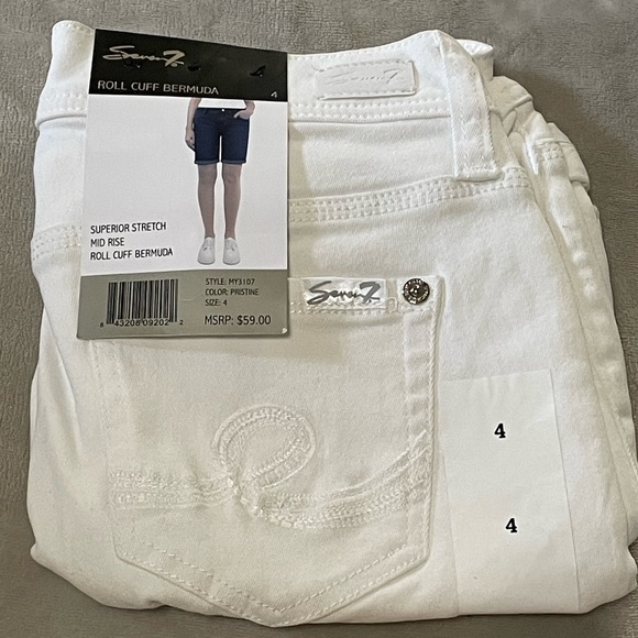 Seven7 by Seven Womens White Denim jeans shorts, NWT, rolled cuffed, size 4 - Picture 3 of 14